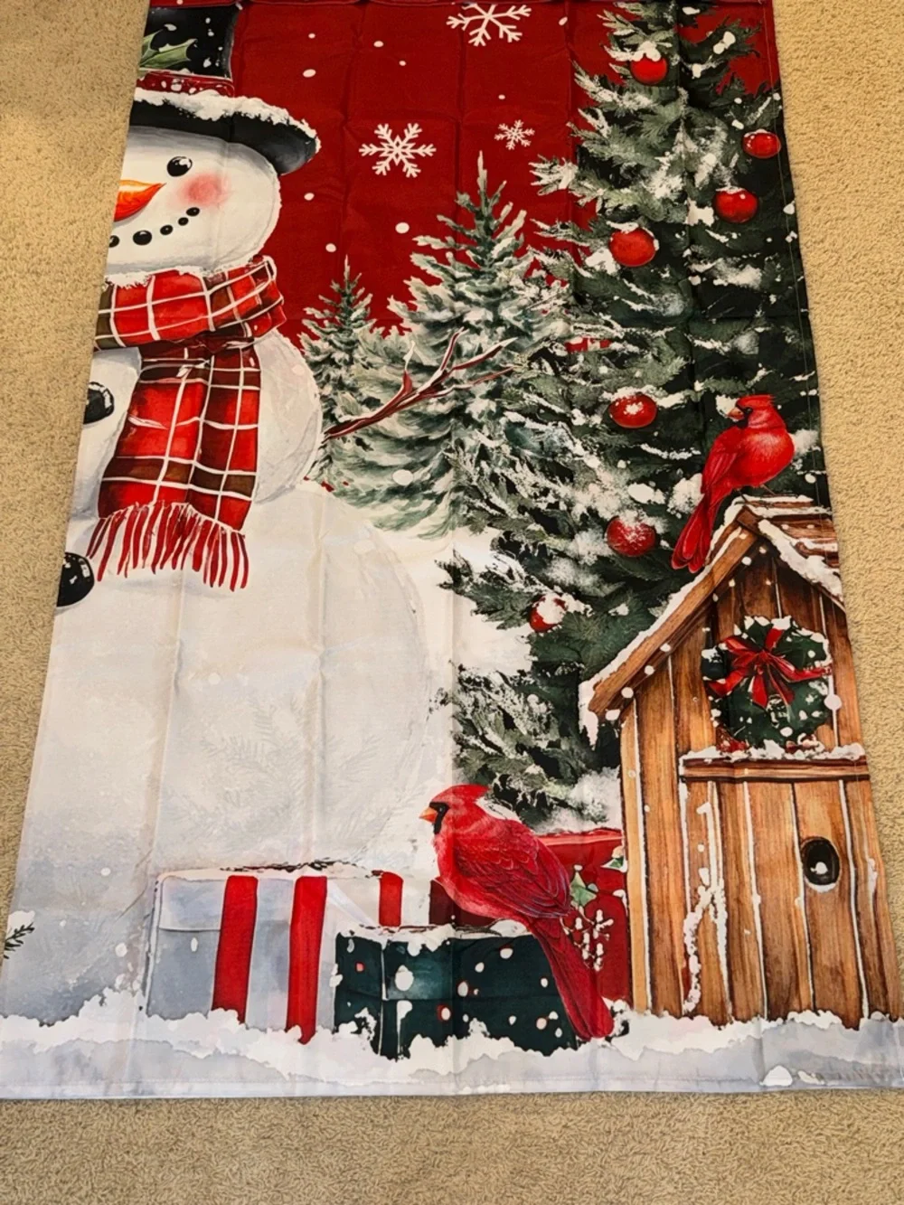 Festive Christmas Shower Curtain and Hooks